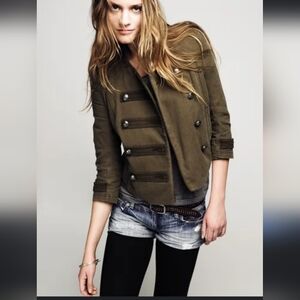 American Eagle Outfitters Military Double Breasted Army Green Victorian Coat